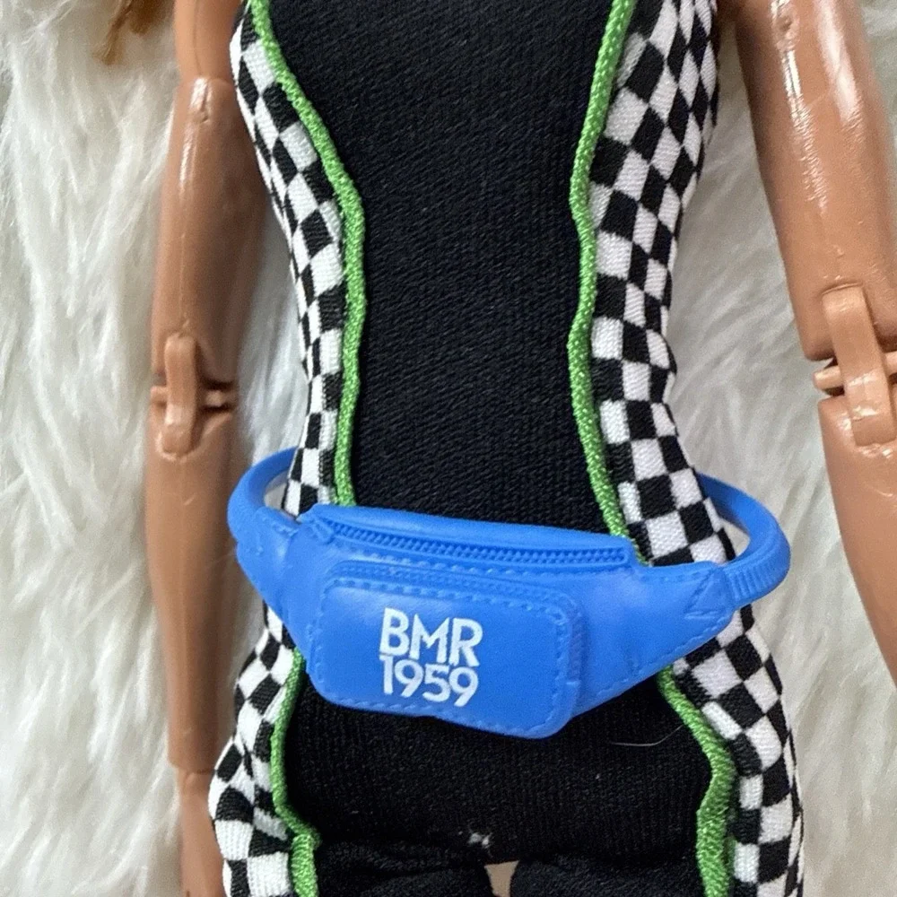 Barbie BMR1959 GHT91 Doll Braided Hair Checkered Romper Fanny Pack Pink Shoes